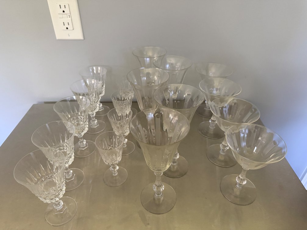 Clear Glass and Cut Crystal Stemware Assortment