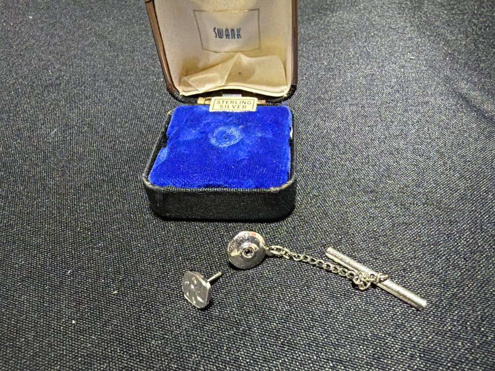 Swank Sterling Front Tie Tac with Presentation Box
