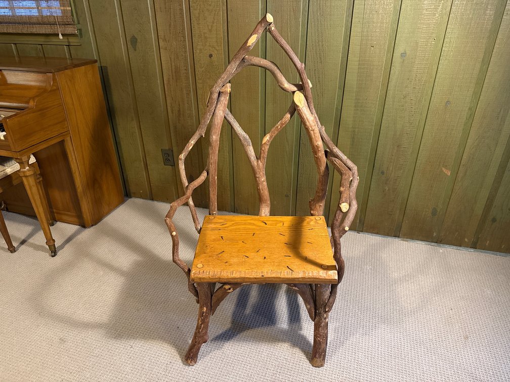Rustic Branch Armchair with Arched Back