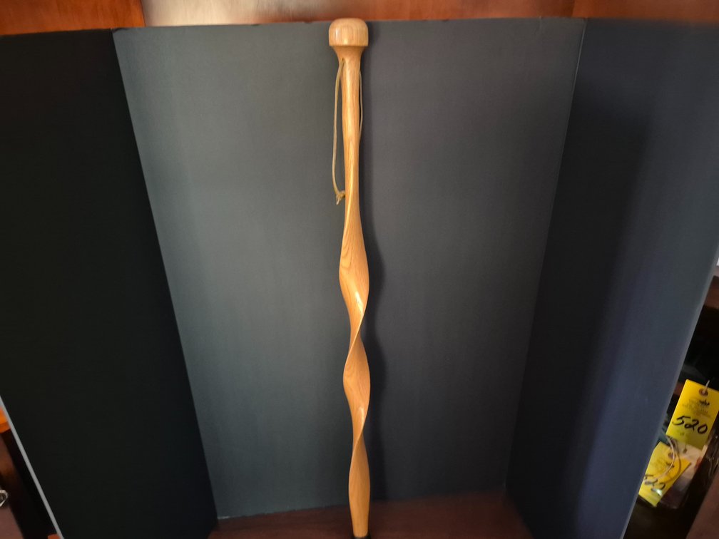 Carved Spiral Twist Wooden Walking Stick