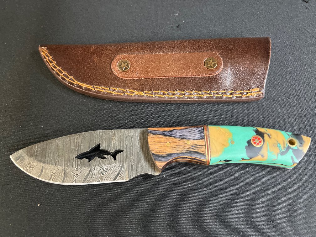 Steel Shark Cutout Fixed-Blade Knife with Sheath