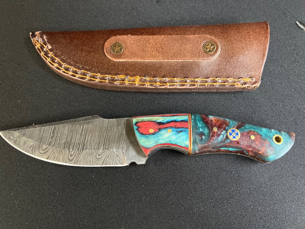 Steel Fixed-Blade Knife with Leather Sheath