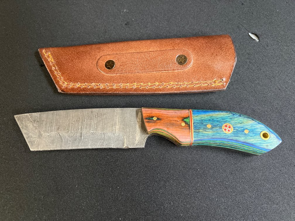 Steel Fixed-Blade Knife with Leather Sheath