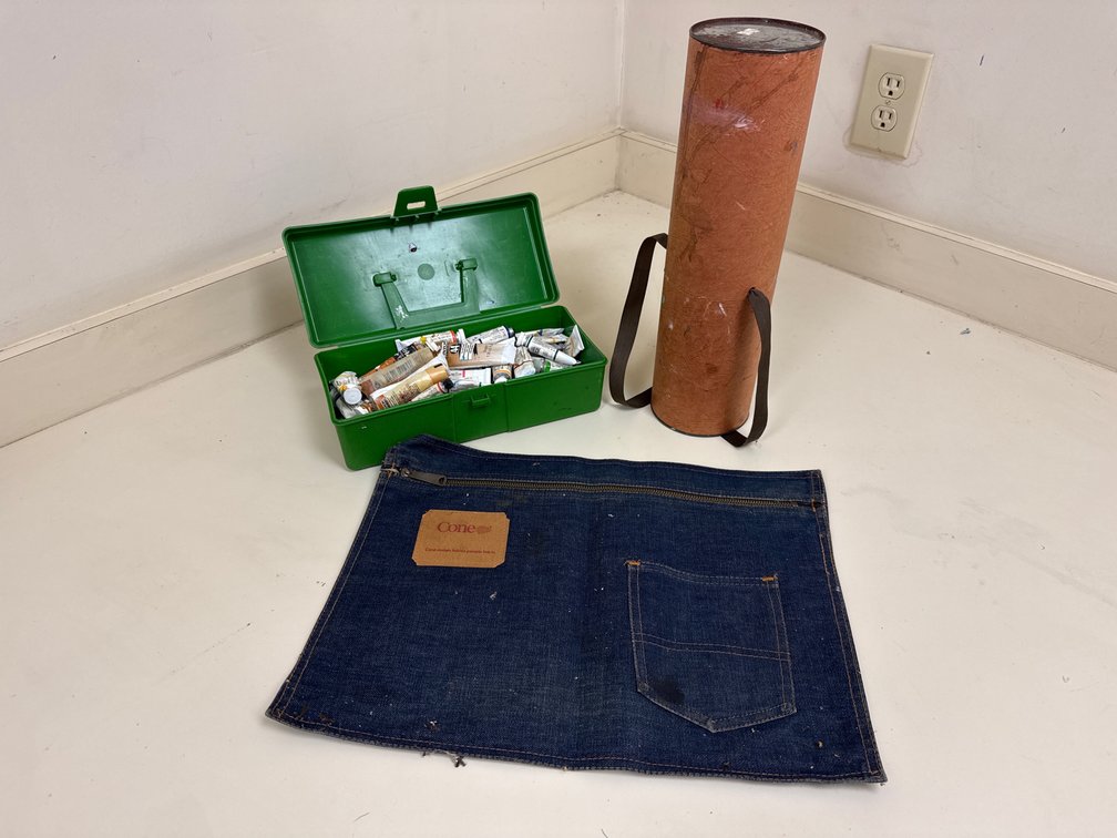 Artist Brush Tube, Paint Tubes in Box, and Denim Pouch