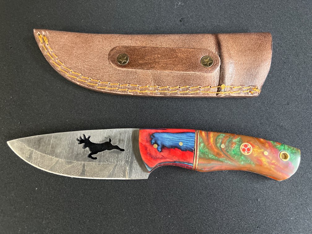 Steel Fixed-Blade Knife with Leather Sheath