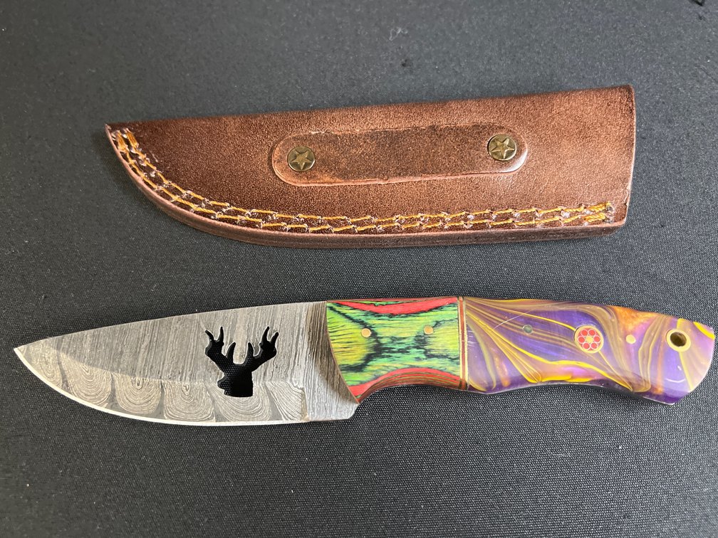 Steel Fixed-Blade Knife with Leather Sheath