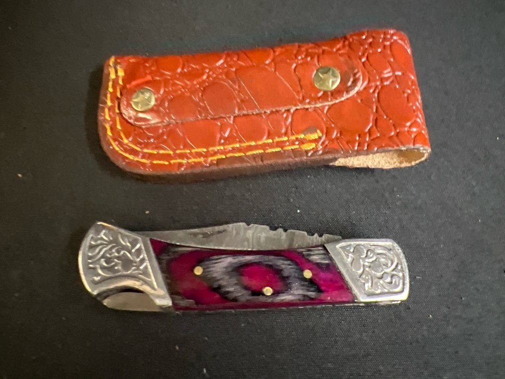 Steel Folding Lockback Knife with Sheath