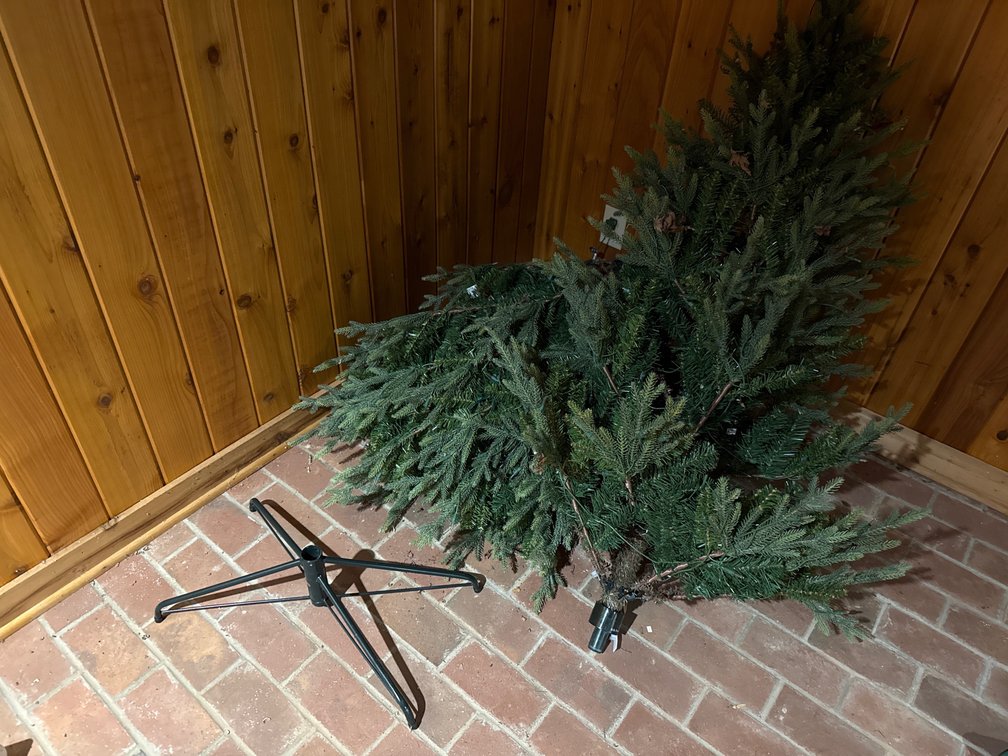 Pre-Lit Artificial Christmas Tree with Metal Stand
