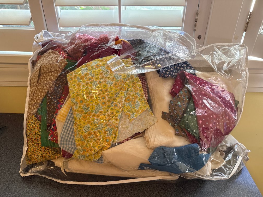 Fabric Remnants and Yardage in Zippered Storage Bag
