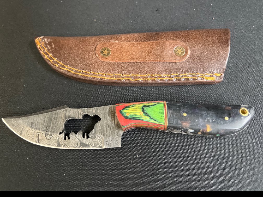 Steel Fixed-Blade Knife with Leather Sheath