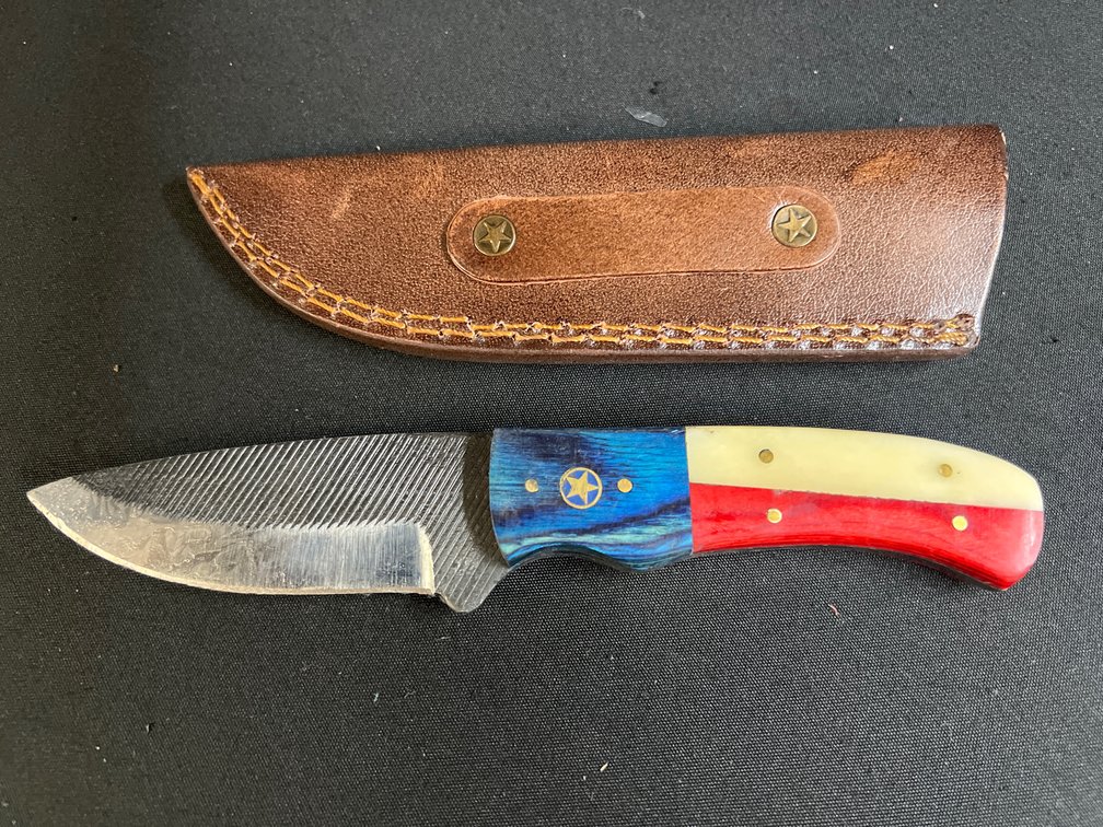 File Knife with Texas Flag Handle and Sheath