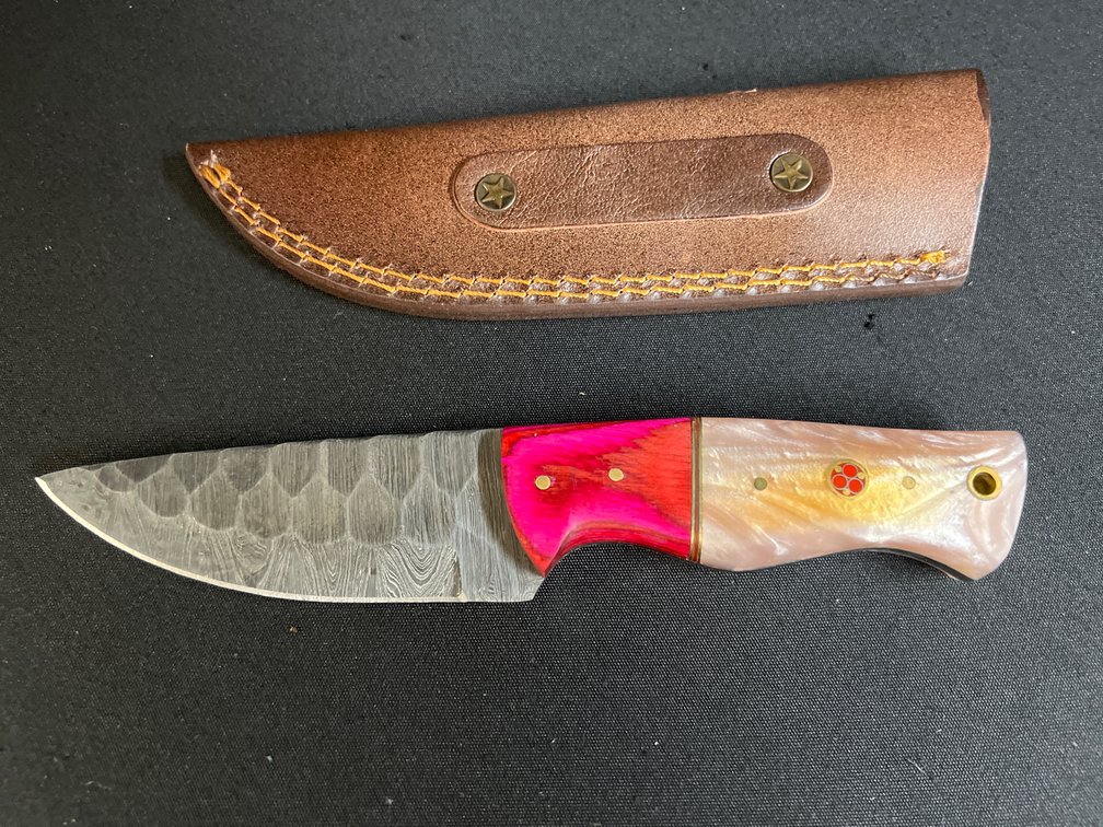 Steel Fixed-Blade Knife with Leather Sheath