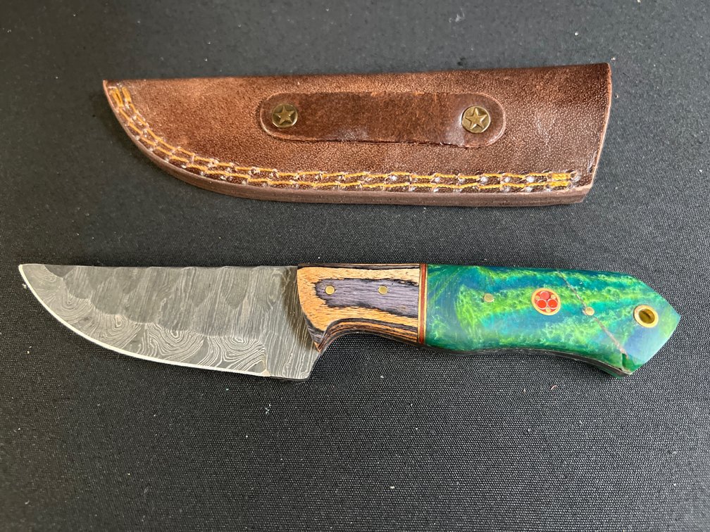 Steel Fixed-Blade Knife with Leather Sheath