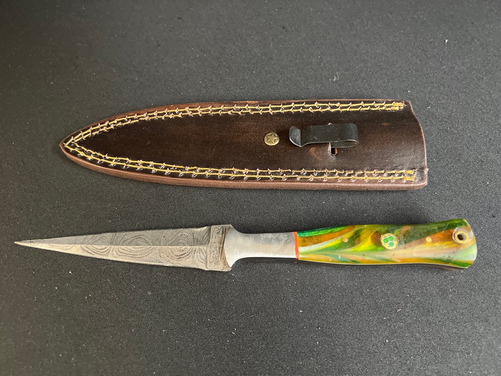 Steel Fixed-Blade Dagger with Leather Sheath