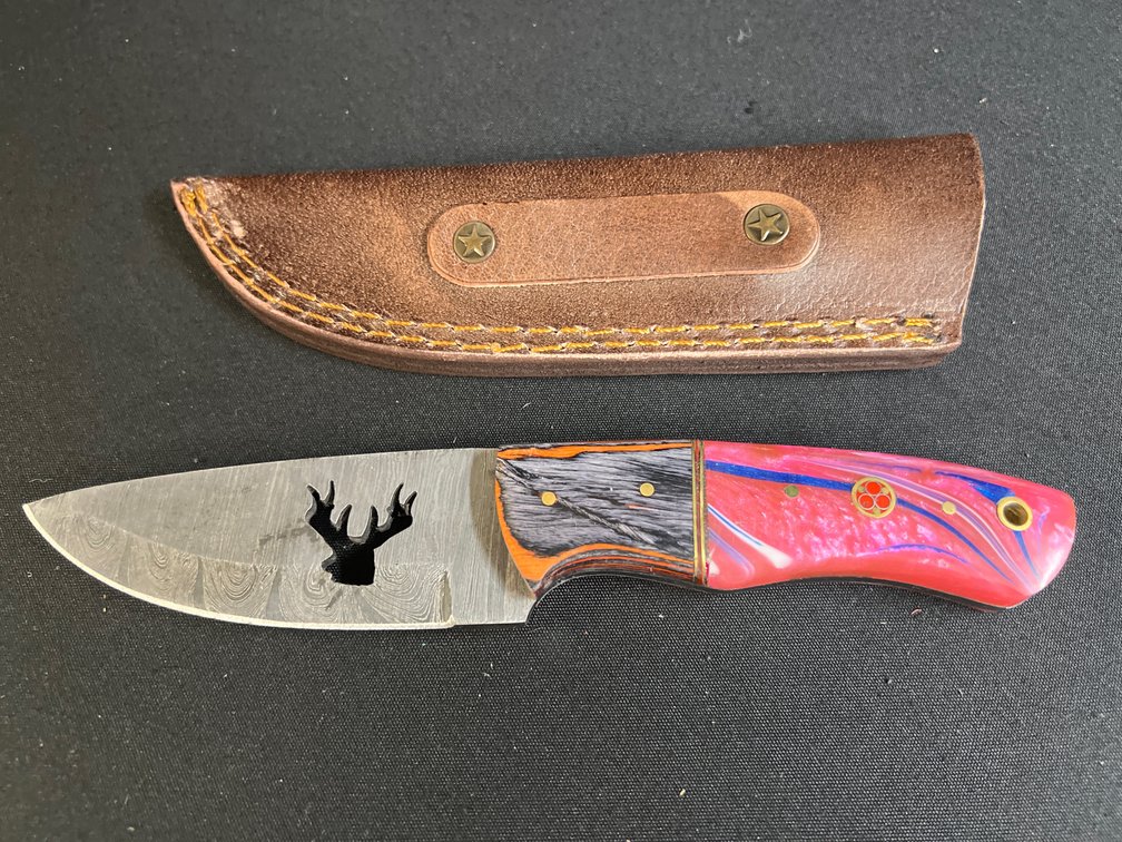 Steel Fixed-Blade Knife with Leather Sheath