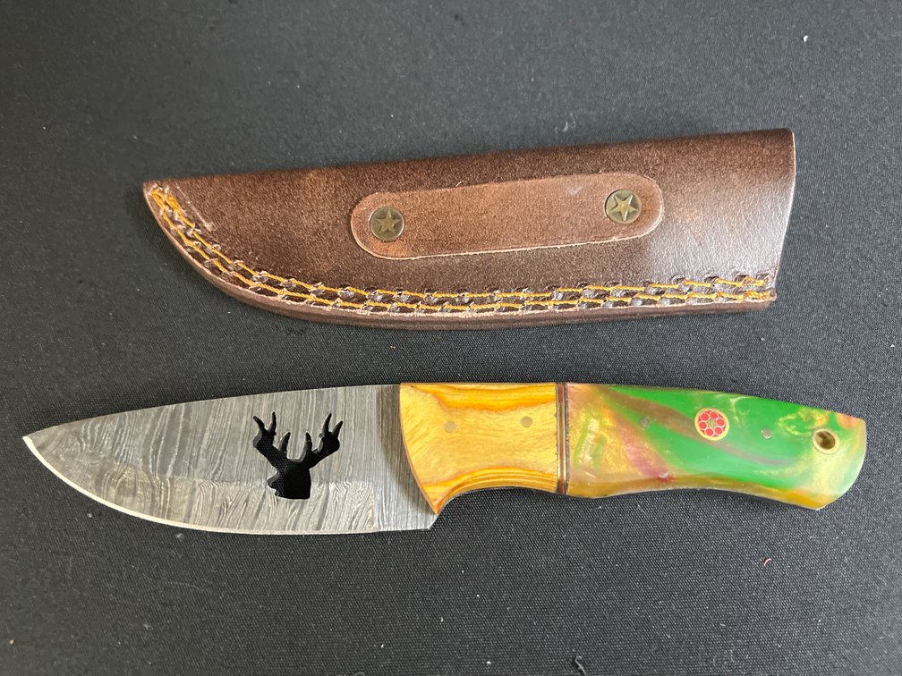 Steel Fixed-Blade Knife with Leather Sheath