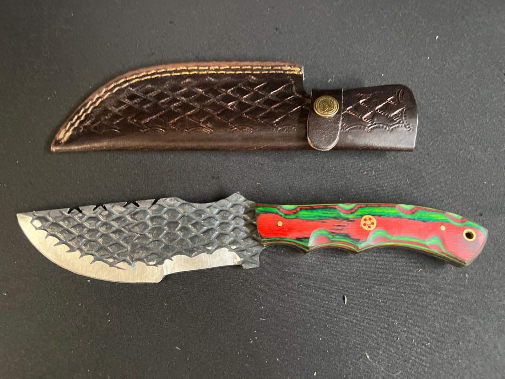 Steel Fixed-Blade Knife with Leather Sheath
