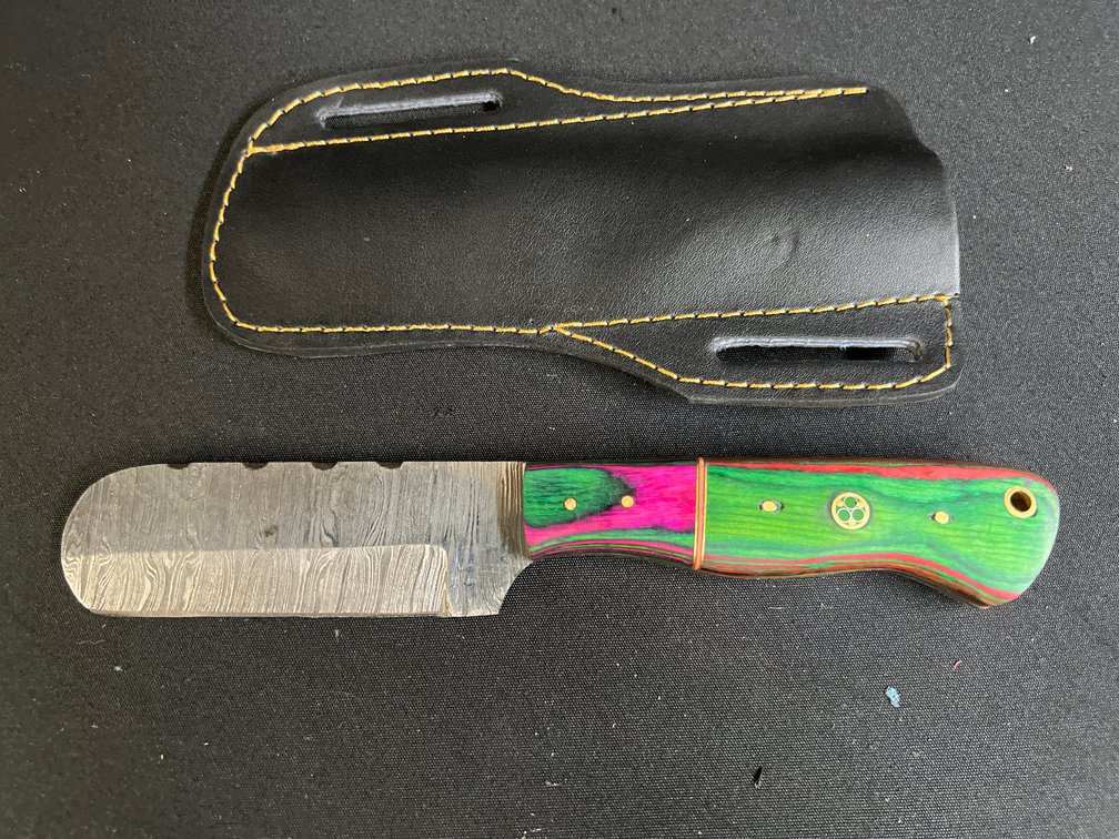 Steel Straight Razor Fixed-Blade Knife w/Sheath