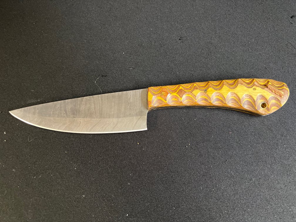 Steel Fixed-Blade Knife with Layered Handle