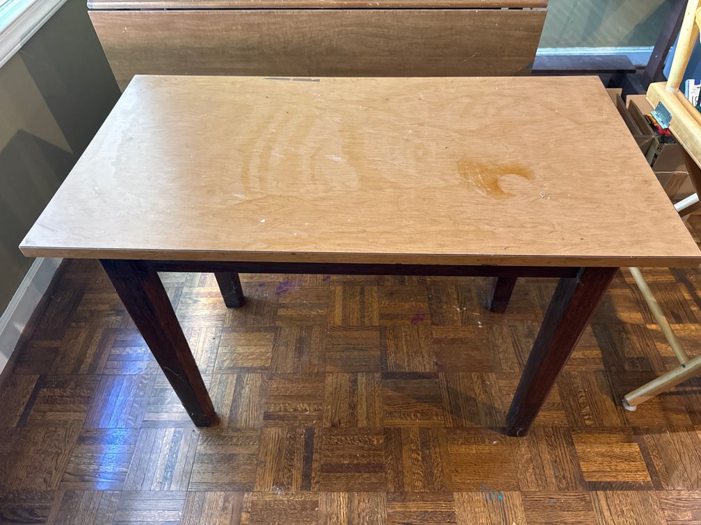 Wood Single-Drawer Desk with Dark-Stained Base