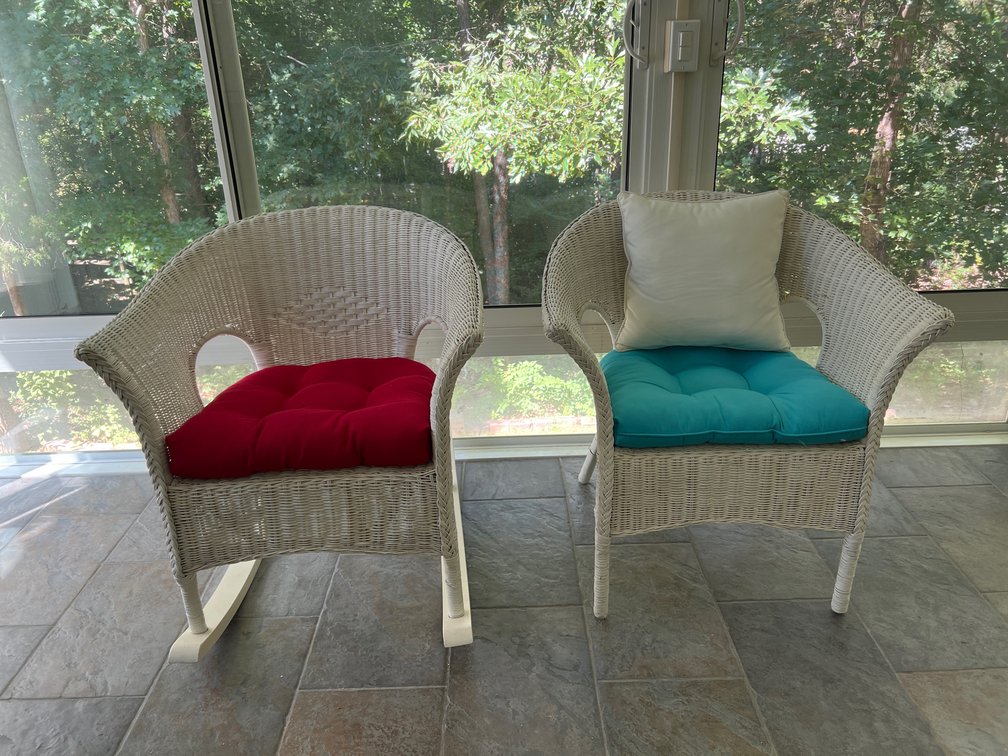 White Wicker Rocking Chair & Armchair