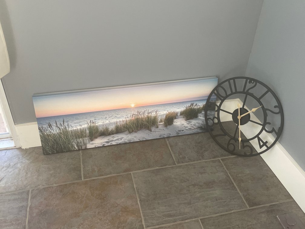 Panoramic Beach Canvas Art and Metal Wall Clock