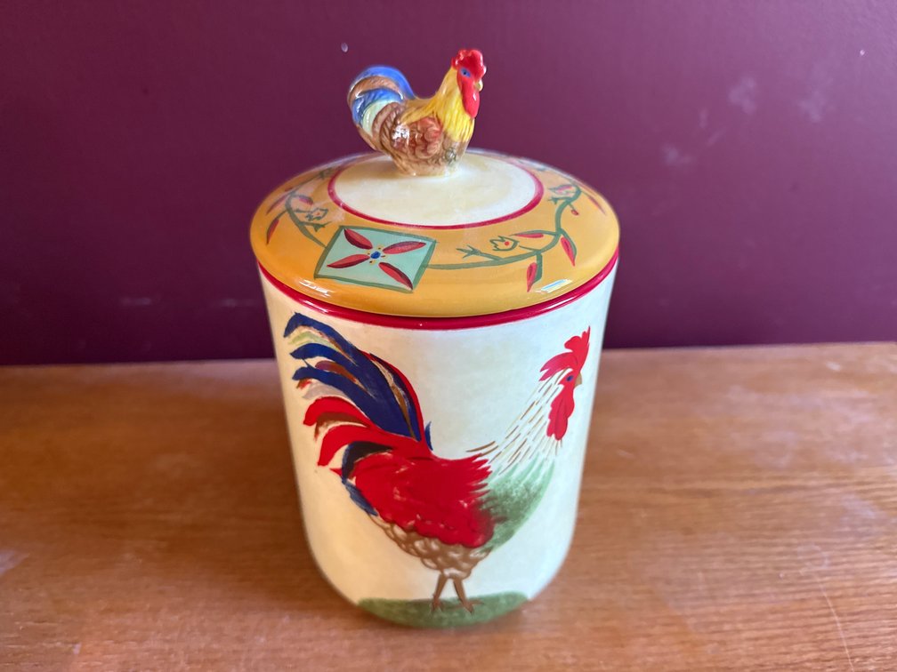 Oneida Fairweather Friends Ceramic Rooster Canister