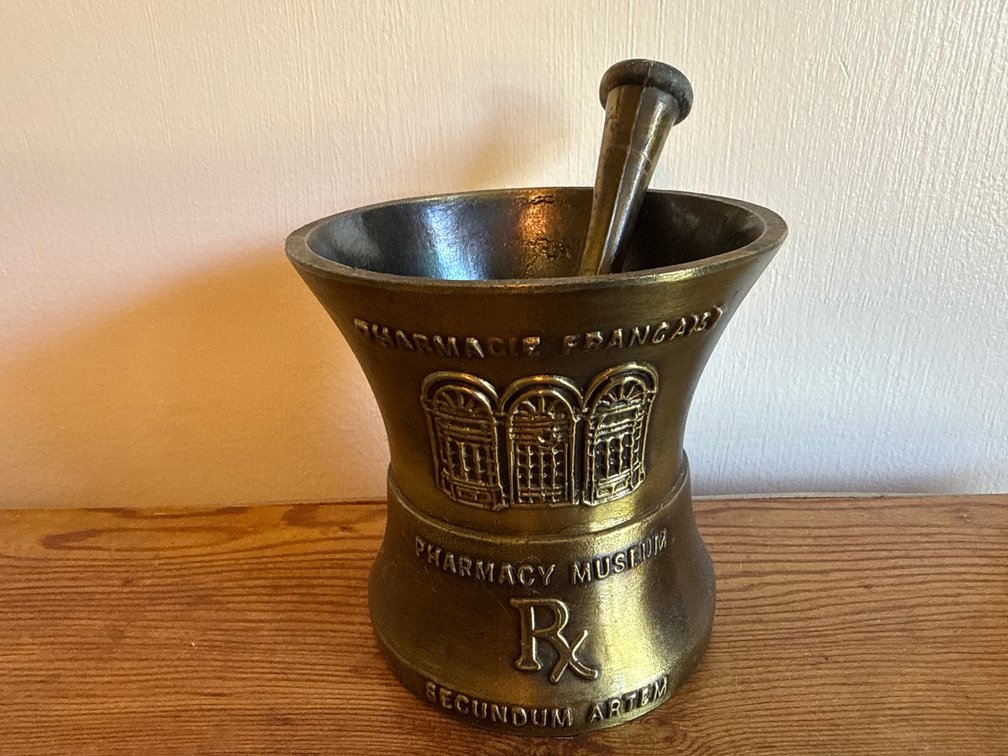 Coricidin Cast Brass Commemorative Mortar and Pestle