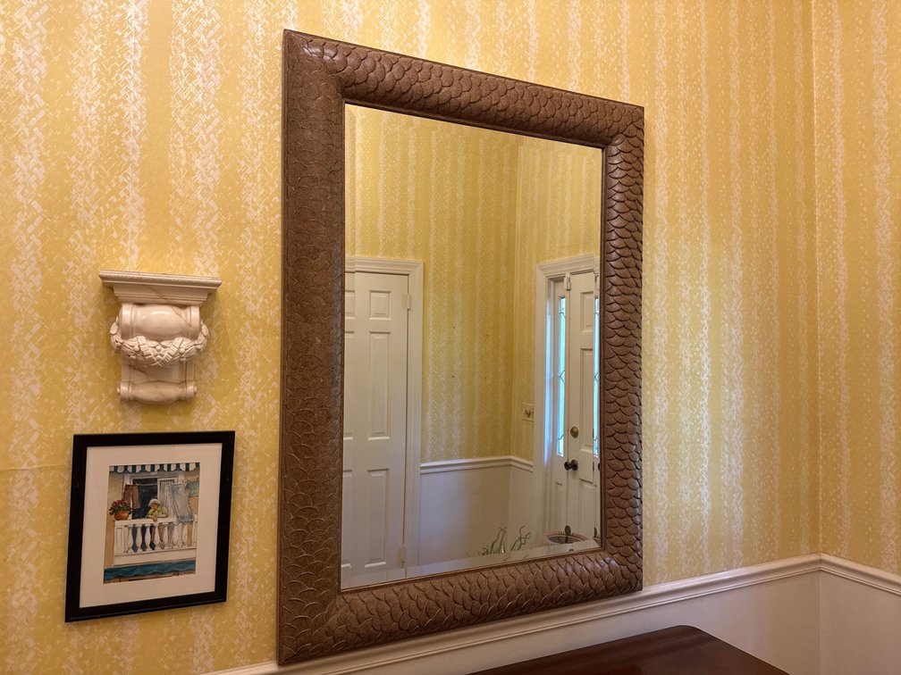 Rectangular Wall Mirror with Textured Scale Frame