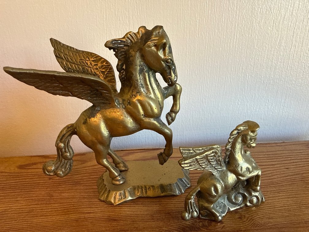 Cast Brass Rearing Pegasus Figurines