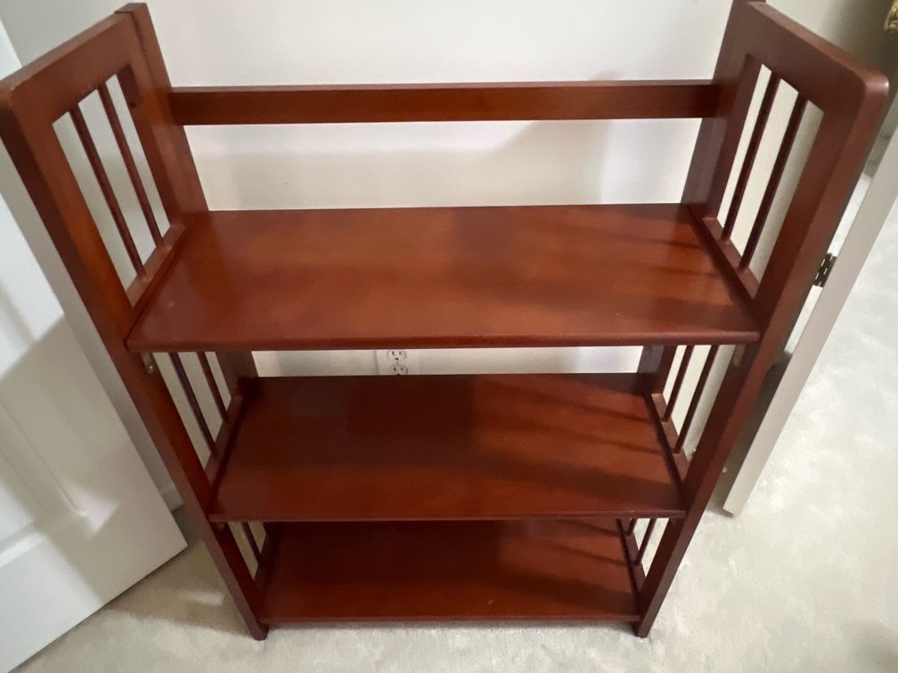 Three-Shelf Wooden Folding Bookcase