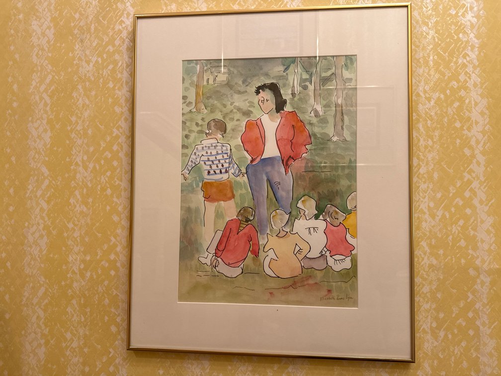 Elizabeth Reeves Lyon Framed Watercolor and Ink Painting