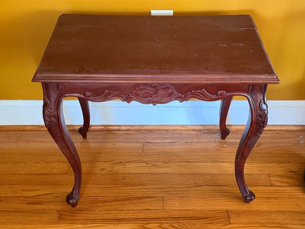Carved Wood Accent Table with Cabriole Legs