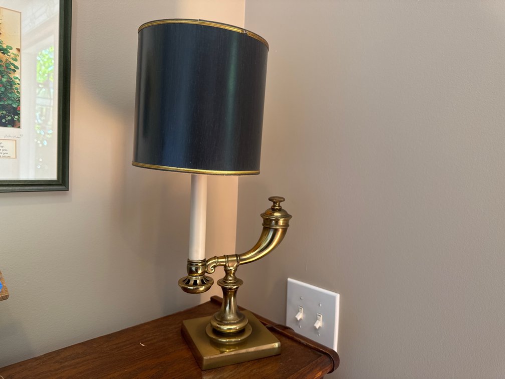 Brass Table Lamp with Drum Shade