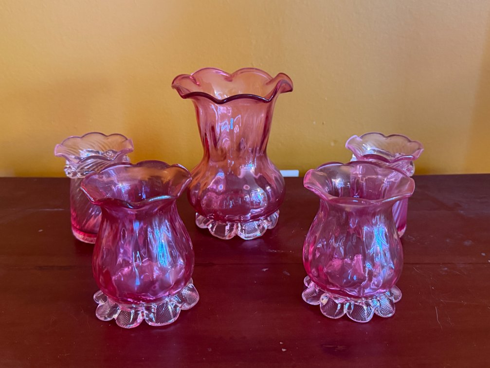 Pink and Cranberry Glass Vases and Vessels