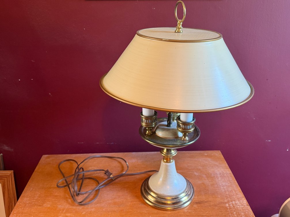 Three-Light Bouillotte-Style Metal Table Lamp