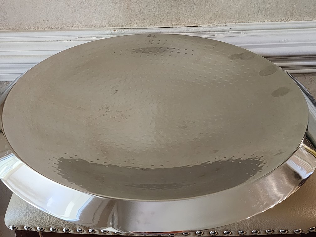 Hammered Metal Shallow Bowl