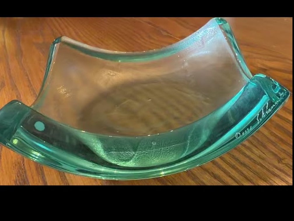 Owe Elvén Teal Art Glass Rocking Bowl