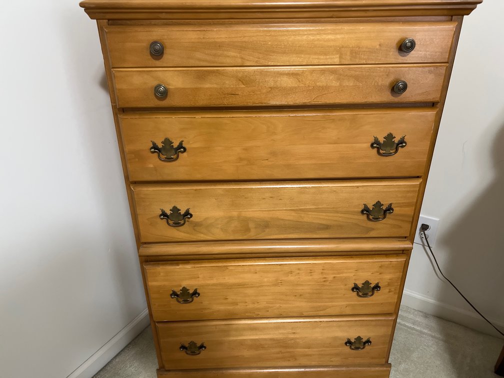 Six-Drawer Wooden Bow-Front Chest of Drawers