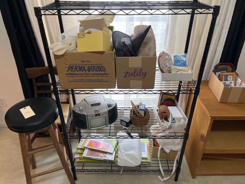 Black Four-Tier Metal Wire Shelving Unit