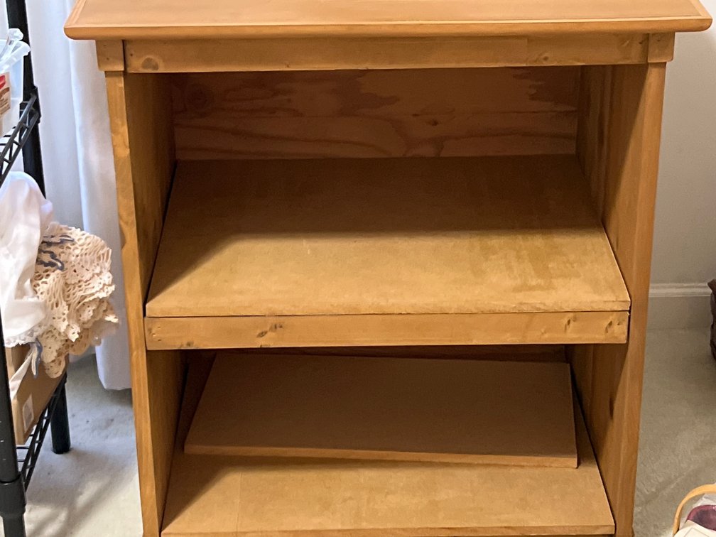 Honey-Toned Pine Open-Shelf Storage Cabinet