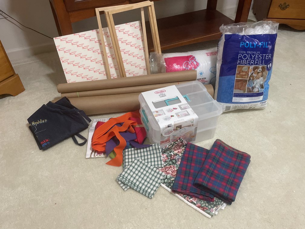 Craft and Sewing Supplies, Batting, Fabric, and Storage Box