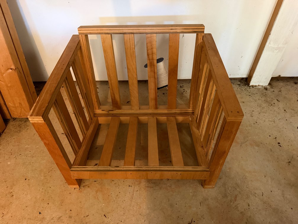 Wooden Slatted Armchair Frame