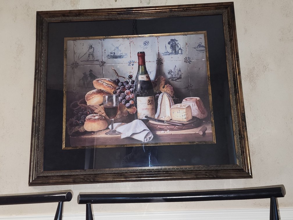 Still Life Print of Wine and Cheese