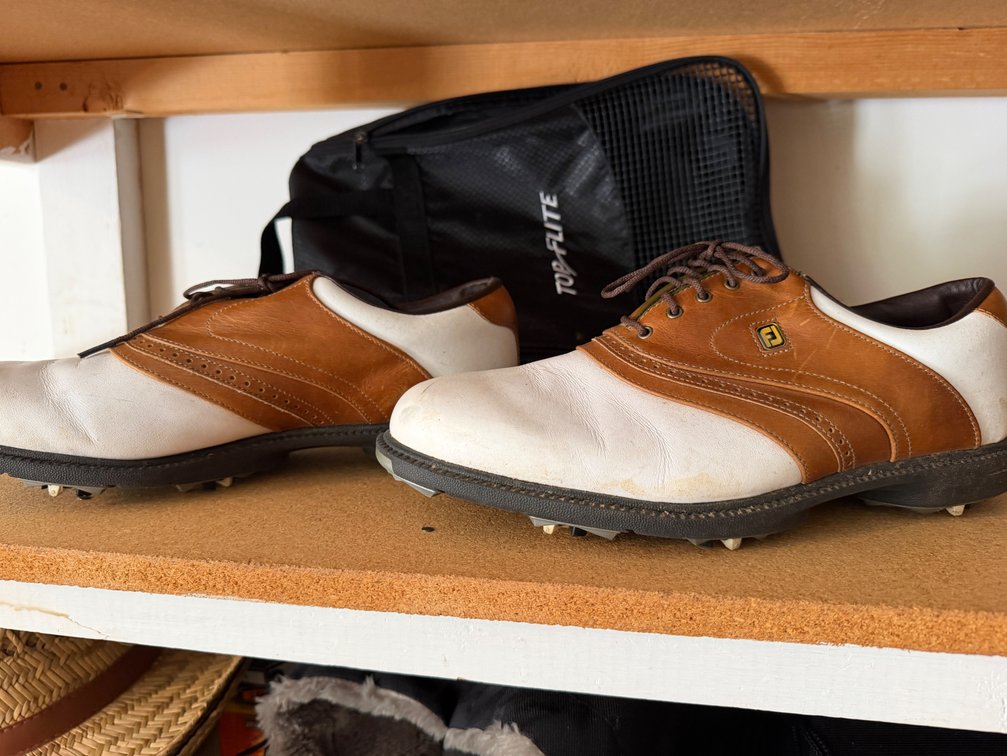 Leather Saddle Golf Shoes with Shoe Bag