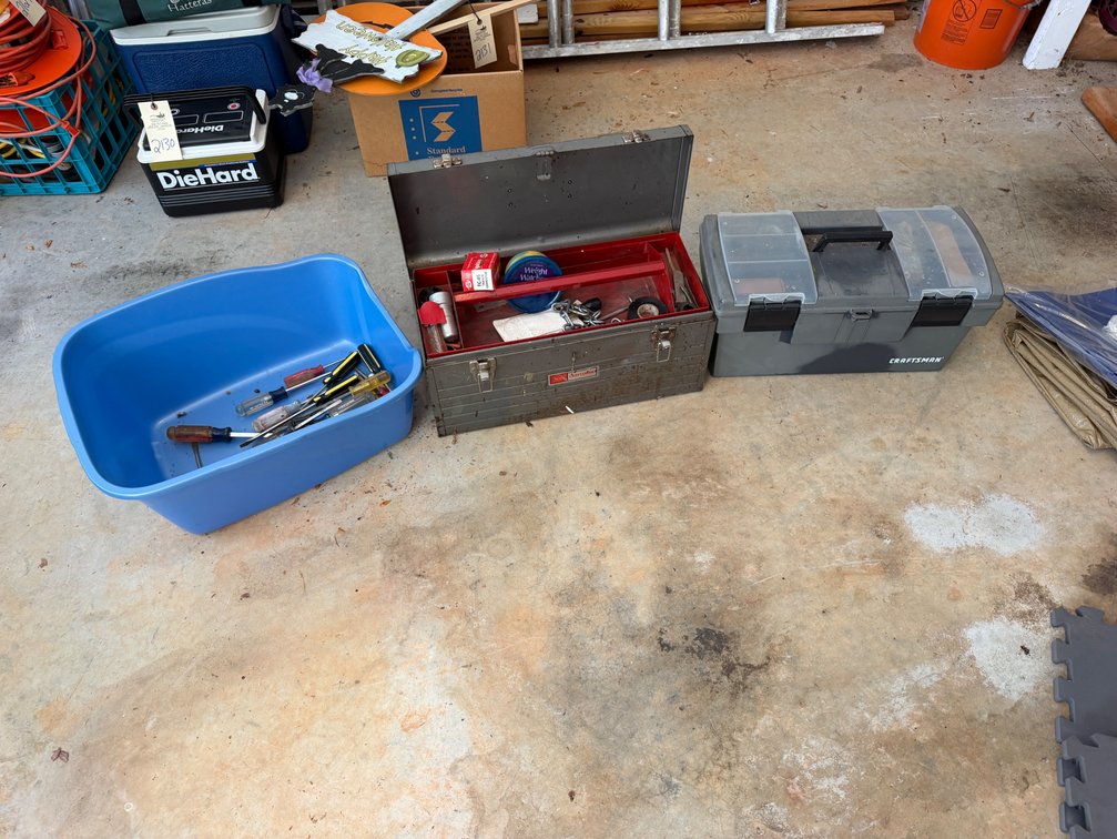 Toolboxes with Screwdrivers, Hydraulic Jack, and Hand Tools