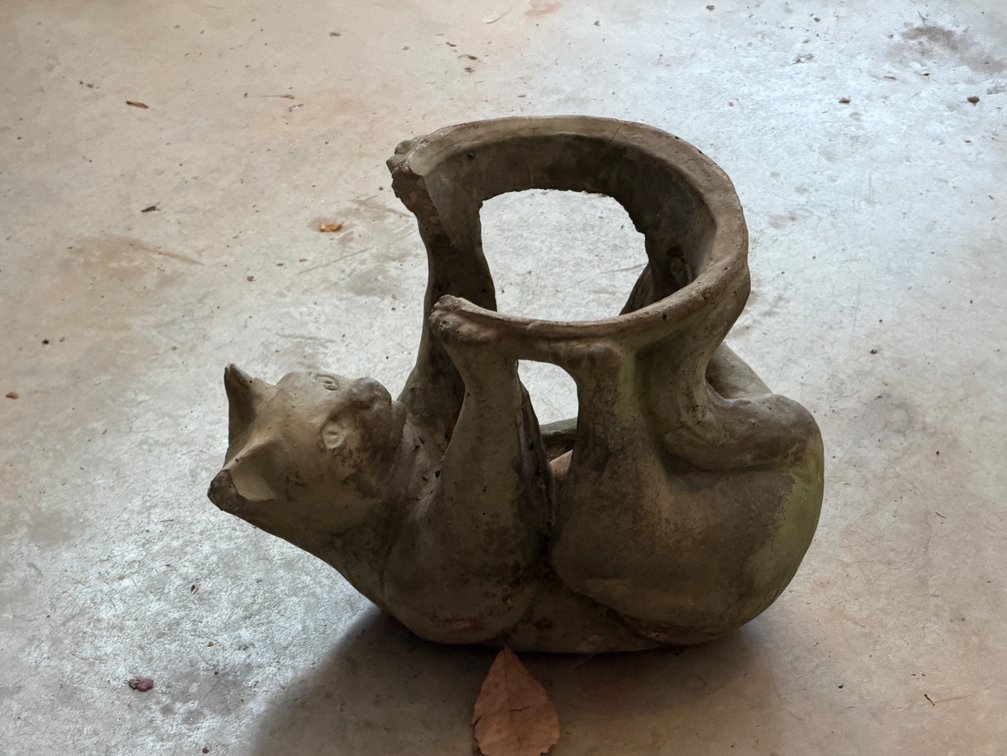 Cast Concrete Cat Garden Planter Stand