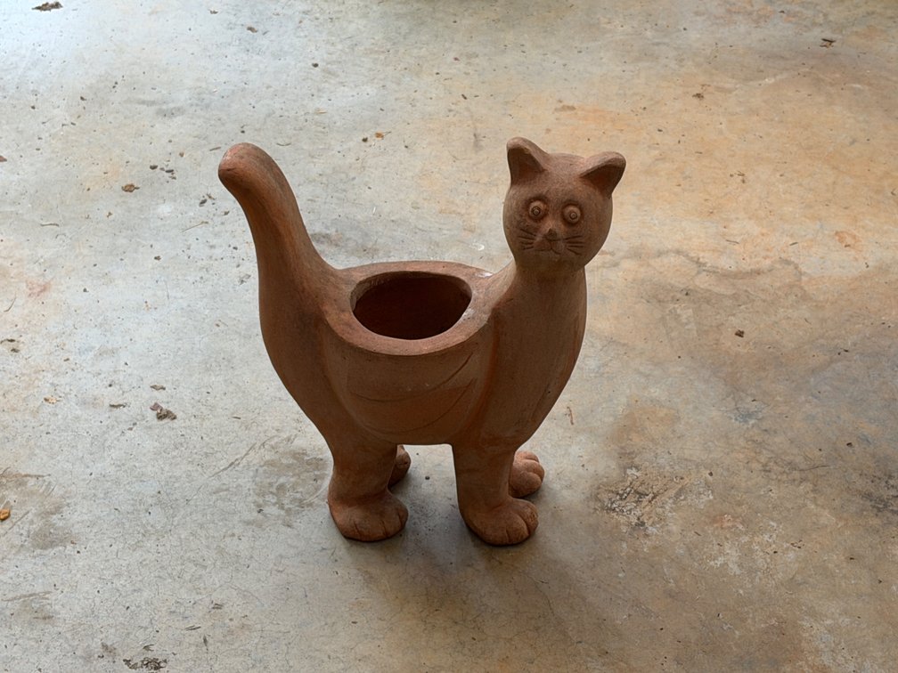 Terracotta Cat-Shaped Planter