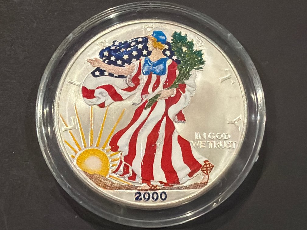 Colorized 2000 American Silver Eagle 1 oz Silver Dollar