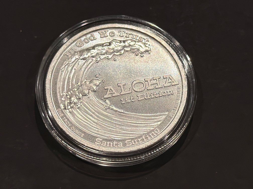 Santa Surfing Aloha 1st Edition 1 oz .999 Silver Round